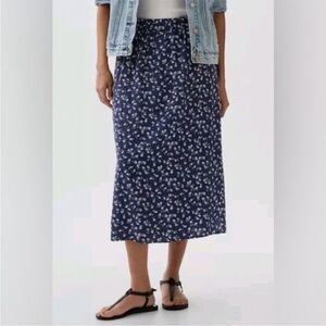 Gap navy Blue Floral Midi Slip Skirt sz M
